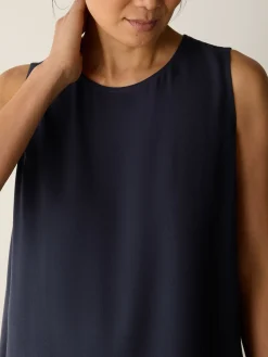 Silk Georgette Crepe Round Neck Tank