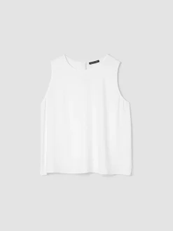 Silk Georgette Crepe Round Neck Tank