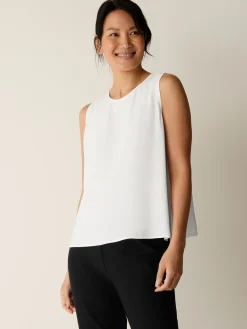 Silk Georgette Crepe Round Neck Tank