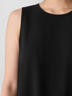 Silk Georgette Crepe Round Neck Tank