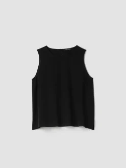 Silk Georgette Crepe Round Neck Tank