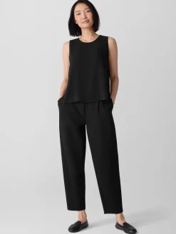 Silk Georgette Crepe Round Neck Tank