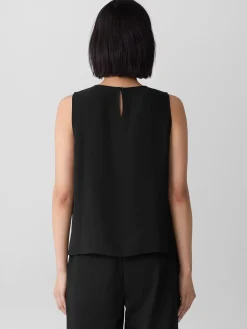 Silk Georgette Crepe Round Neck Tank