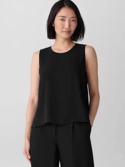 Silk Georgette Crepe Round Neck Tank