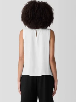 Silk Georgette Crepe Round Neck Tank