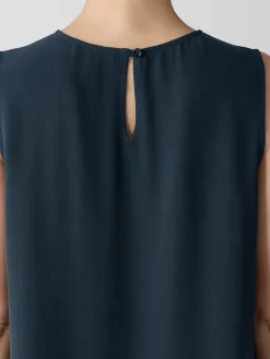 Silk Georgette Crepe Round Neck Tank
