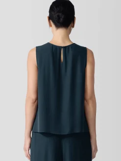 Silk Georgette Crepe Round Neck Tank