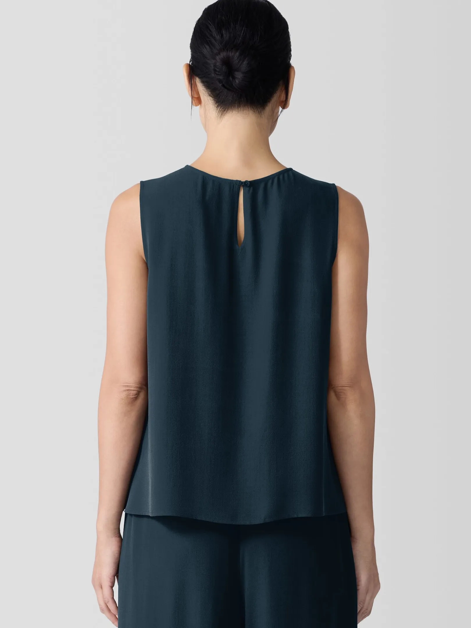 Silk Georgette Crepe Round Neck Tank