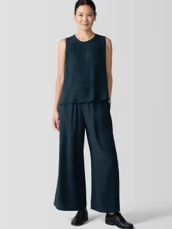 Silk Georgette Crepe Round Neck Tank
