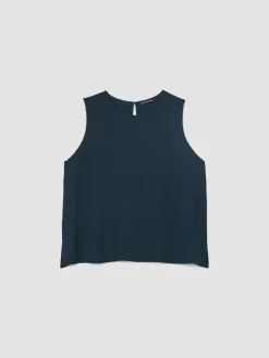 Silk Georgette Crepe Round Neck Tank