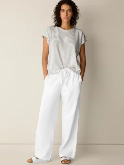 Slubby Organic Cotton Linen Full-Length Straight Pant
