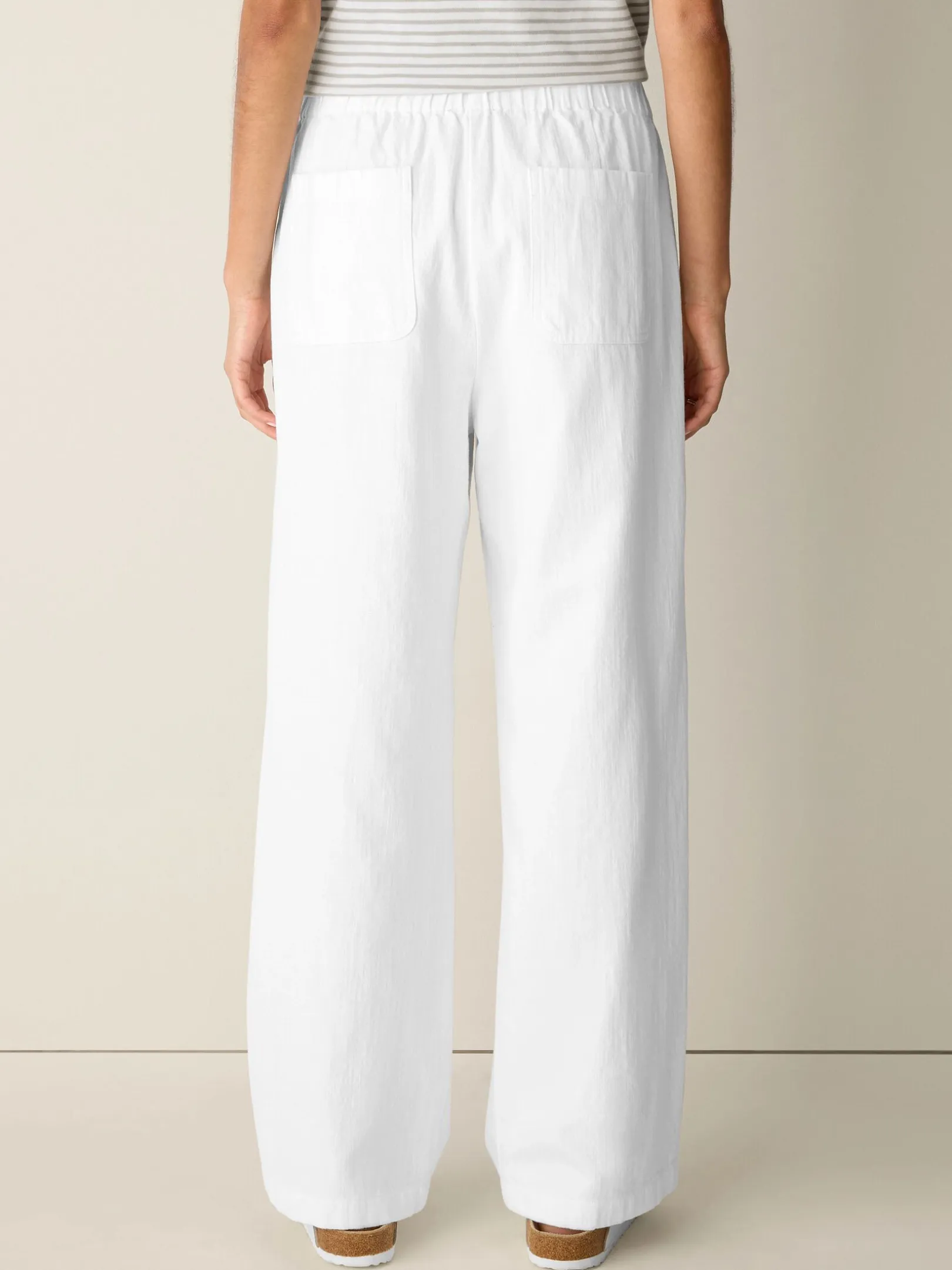 Slubby Organic Cotton Linen Full-Length Straight Pant
