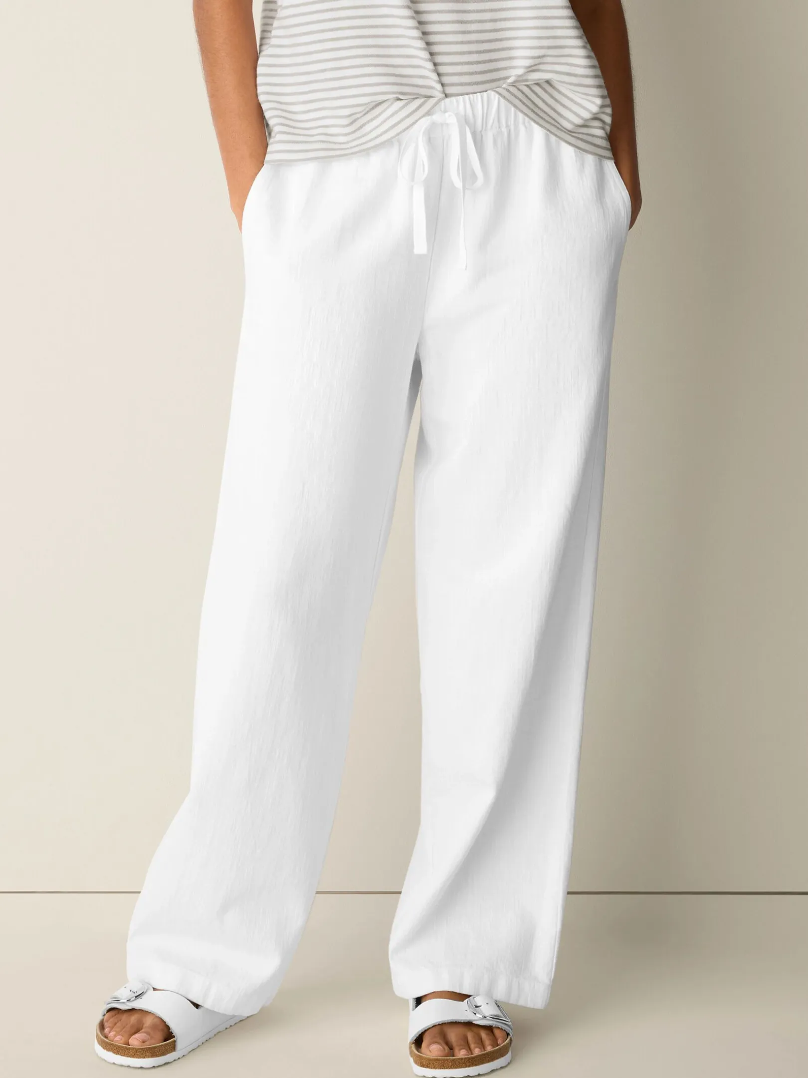 Slubby Organic Cotton Linen Full-Length Straight Pant