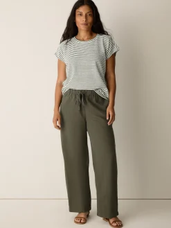 Slubby Organic Cotton Linen Full-Length Straight Pant