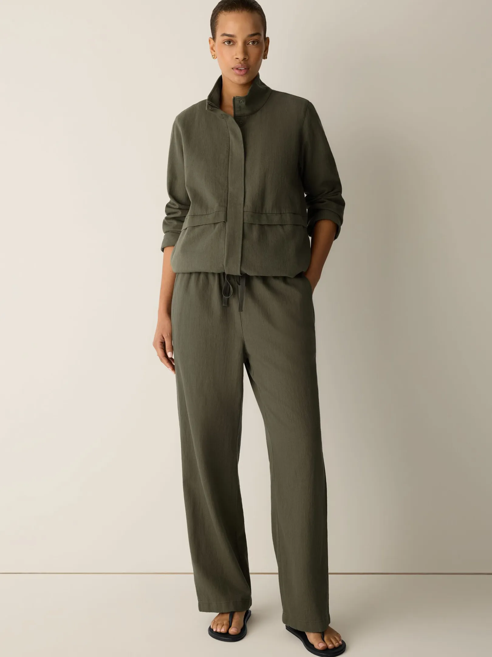 Slubby Organic Cotton Linen Full-Length Straight Pant