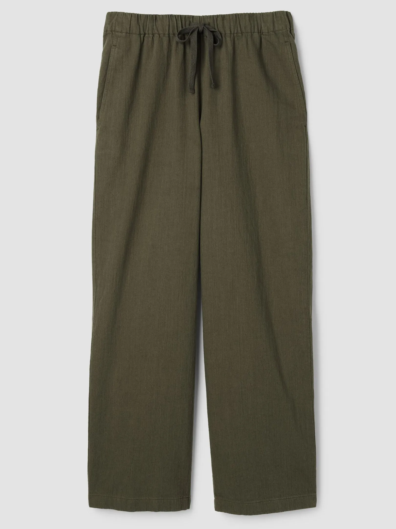 Slubby Organic Cotton Linen Full-Length Straight Pant