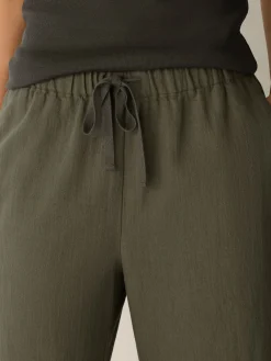 Slubby Organic Cotton Linen Full-Length Straight Pant