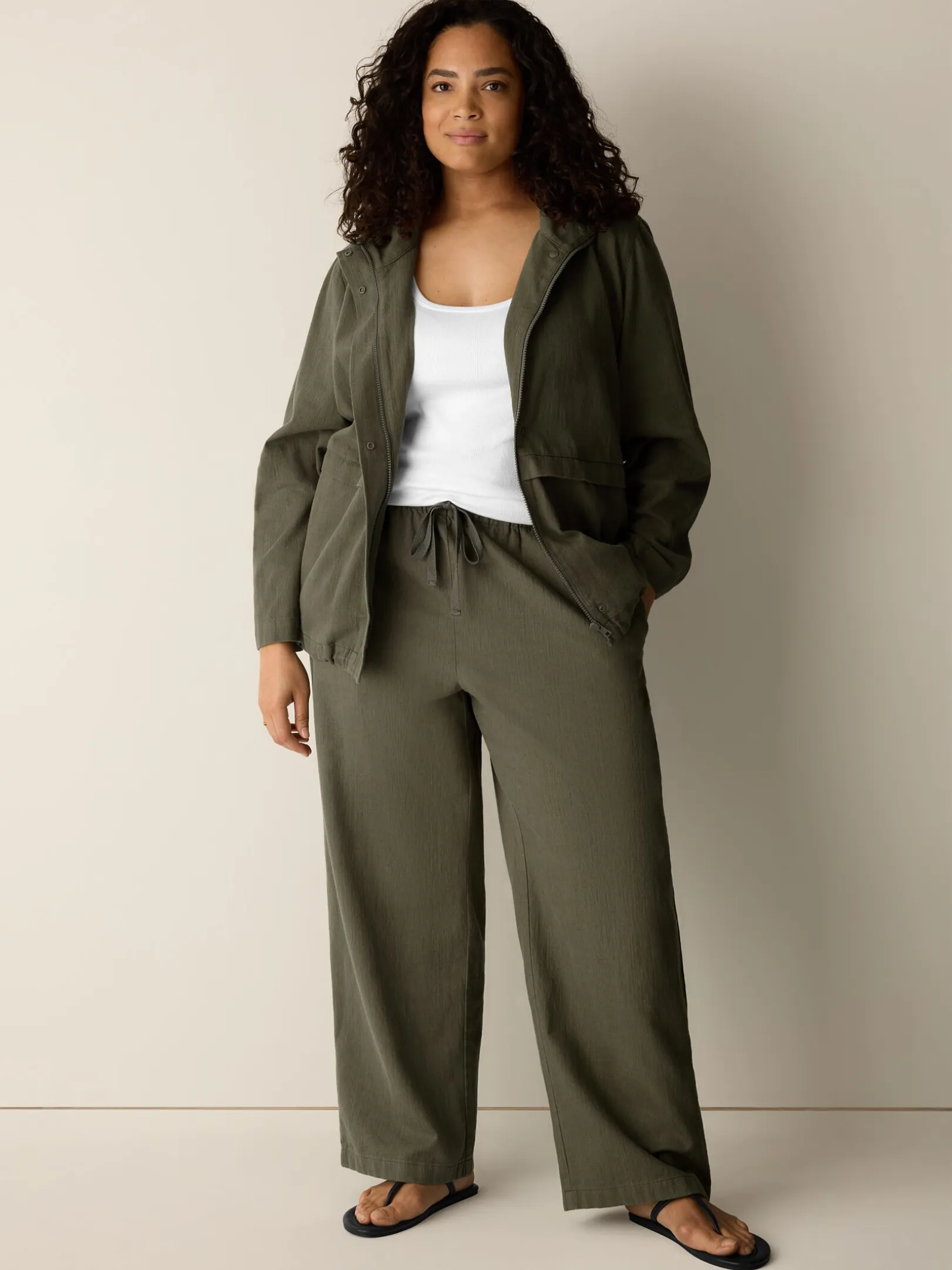 Slubby Organic Cotton Linen Full-Length Straight Pant