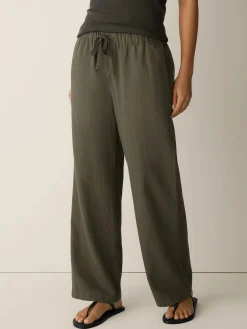 Slubby Organic Cotton Linen Full-Length Straight Pant