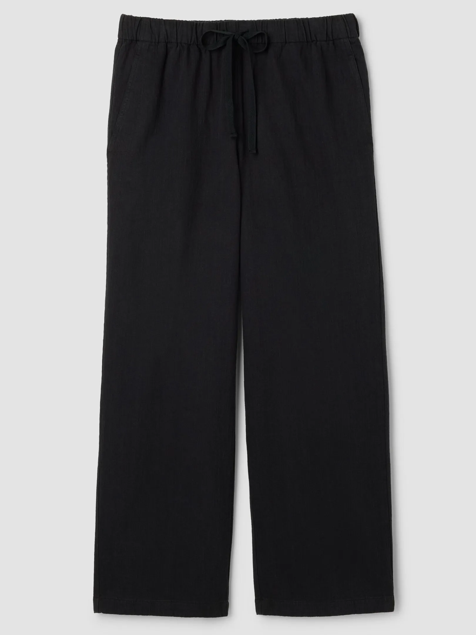 Slubby Organic Cotton Linen Full-Length Straight Pant