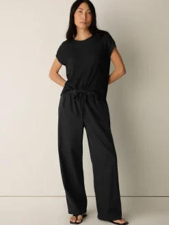 Slubby Organic Cotton Linen Full-Length Straight Pant