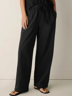 Slubby Organic Cotton Linen Full-Length Straight Pant