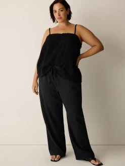 Slubby Organic Cotton Linen Full-Length Straight Pant