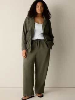 Slubby Organic Cotton Linen High Collar Jacket