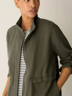 Slubby Organic Cotton Linen High Collar Jacket