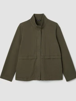 Slubby Organic Cotton Linen High Collar Jacket