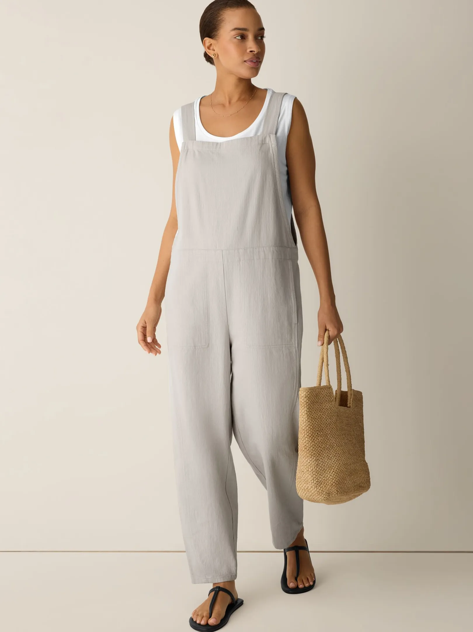 Slubby Organic Cotton Linen Overalls