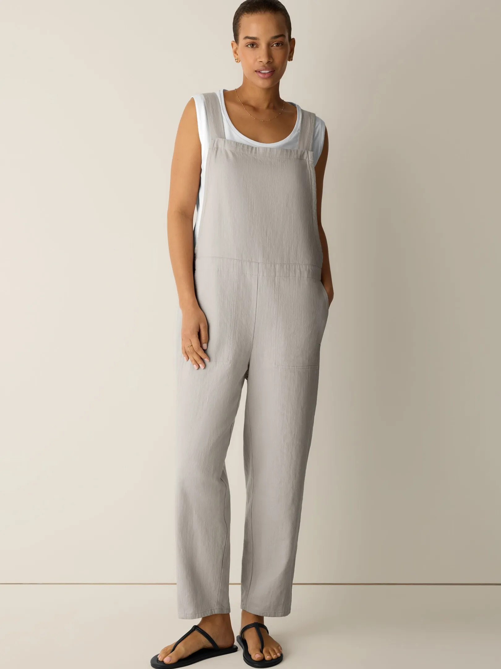 Slubby Organic Cotton Linen Overalls