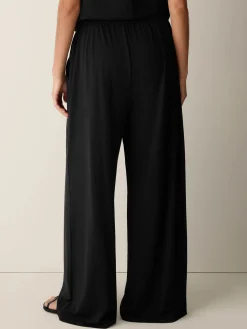 Stretch Jersey Knit Full-Length Wide Pant