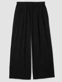 Stretch Jersey Knit Full-Length Wide Pant