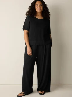 Stretch Jersey Knit Full-Length Wide Pant