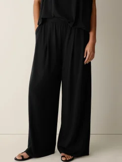 Stretch Jersey Knit Full-Length Wide Pant