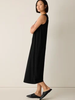 Stretch Jersey Knit Round Neck Dress