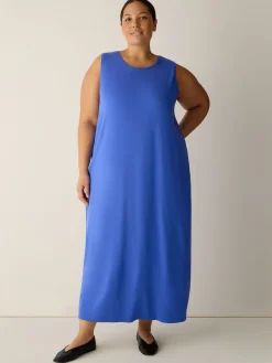 Stretch Jersey Knit Round Neck Dress