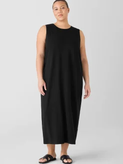Stretch Jersey Knit Round Neck Dress