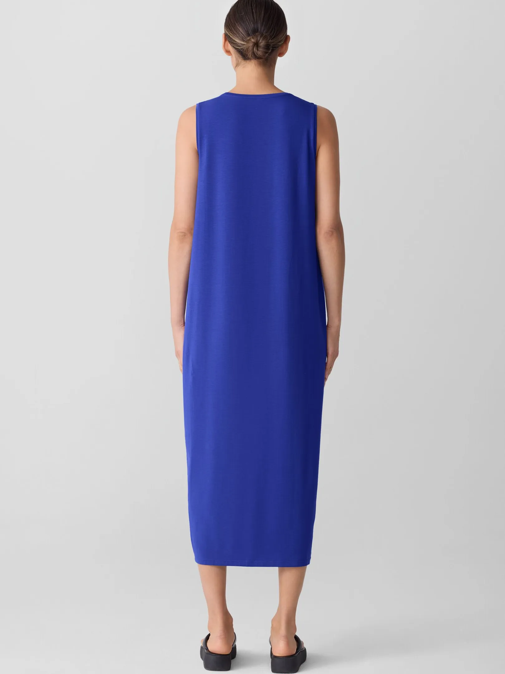 Stretch Jersey Knit Round Neck Dress