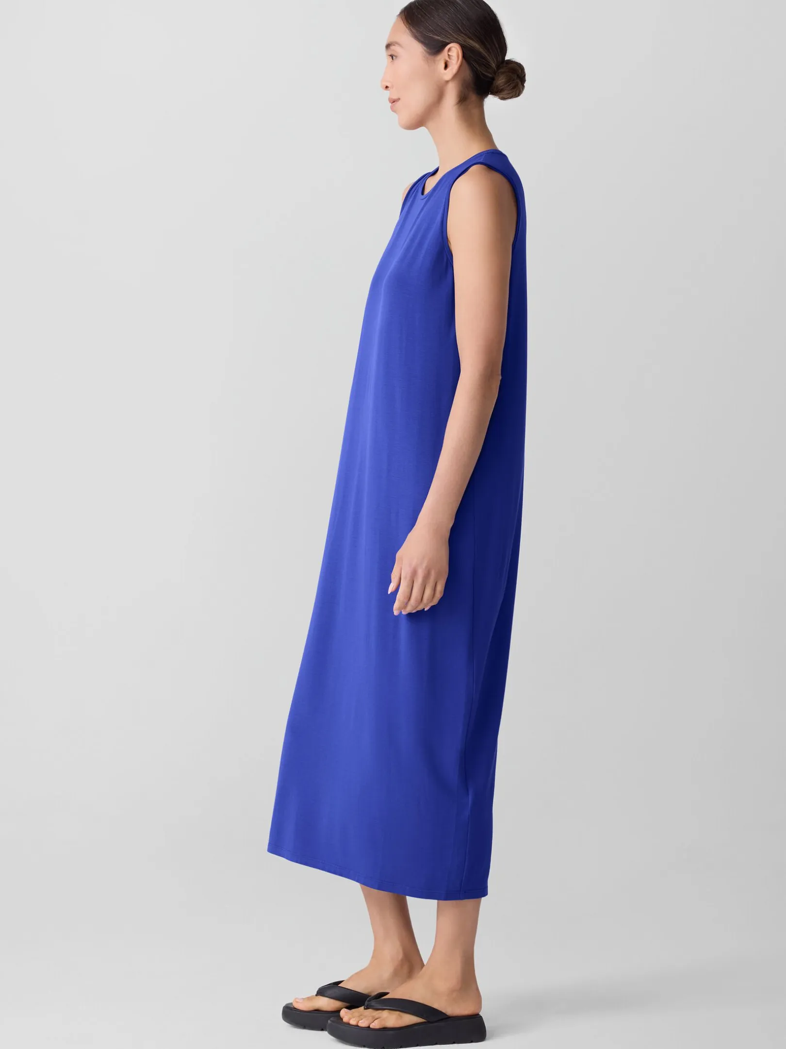 Stretch Jersey Knit Round Neck Dress