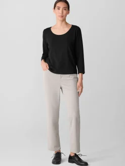 Stretch Jersey Knit Scoop Neck Top
