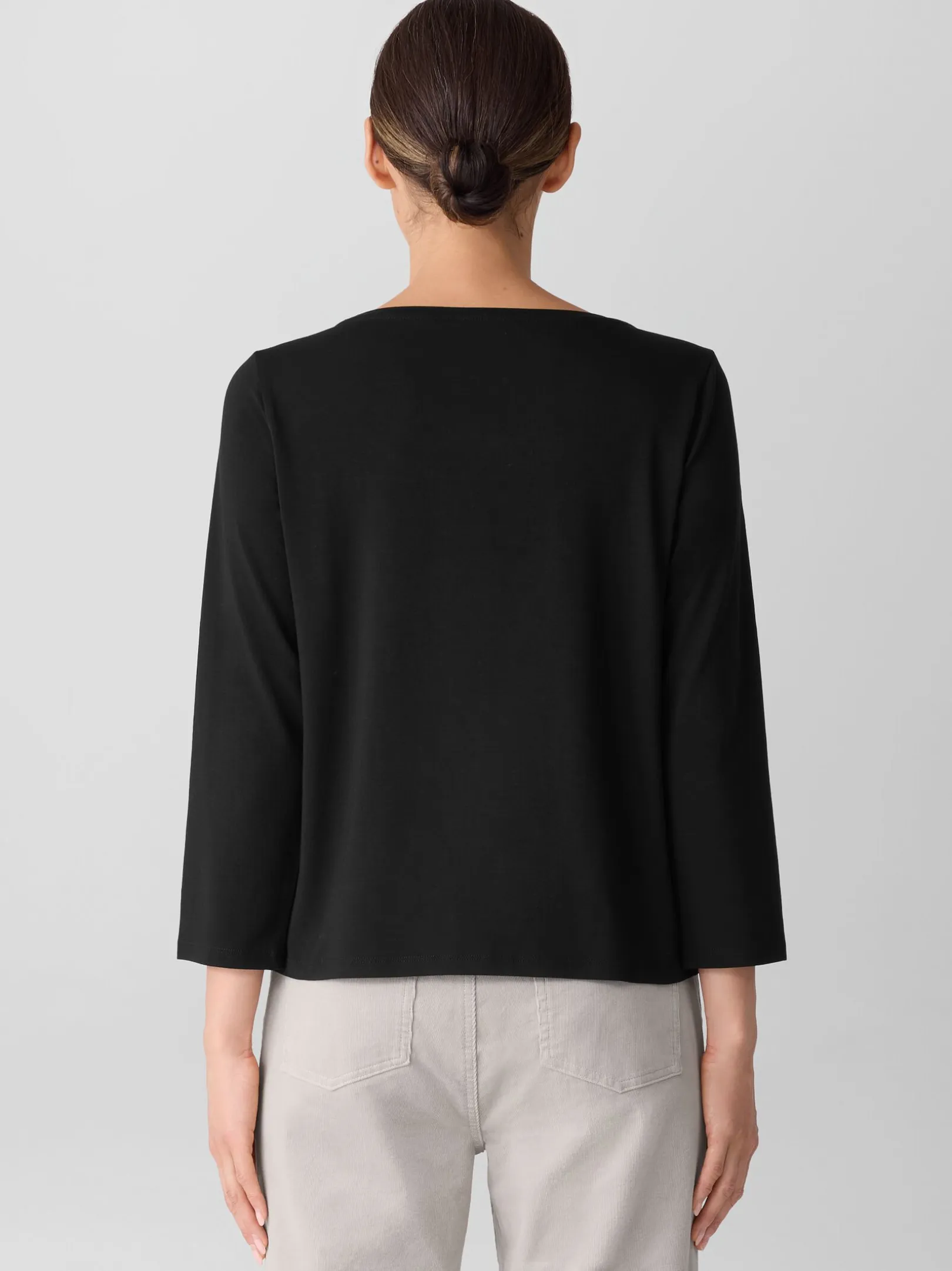 Stretch Jersey Knit Scoop Neck Top