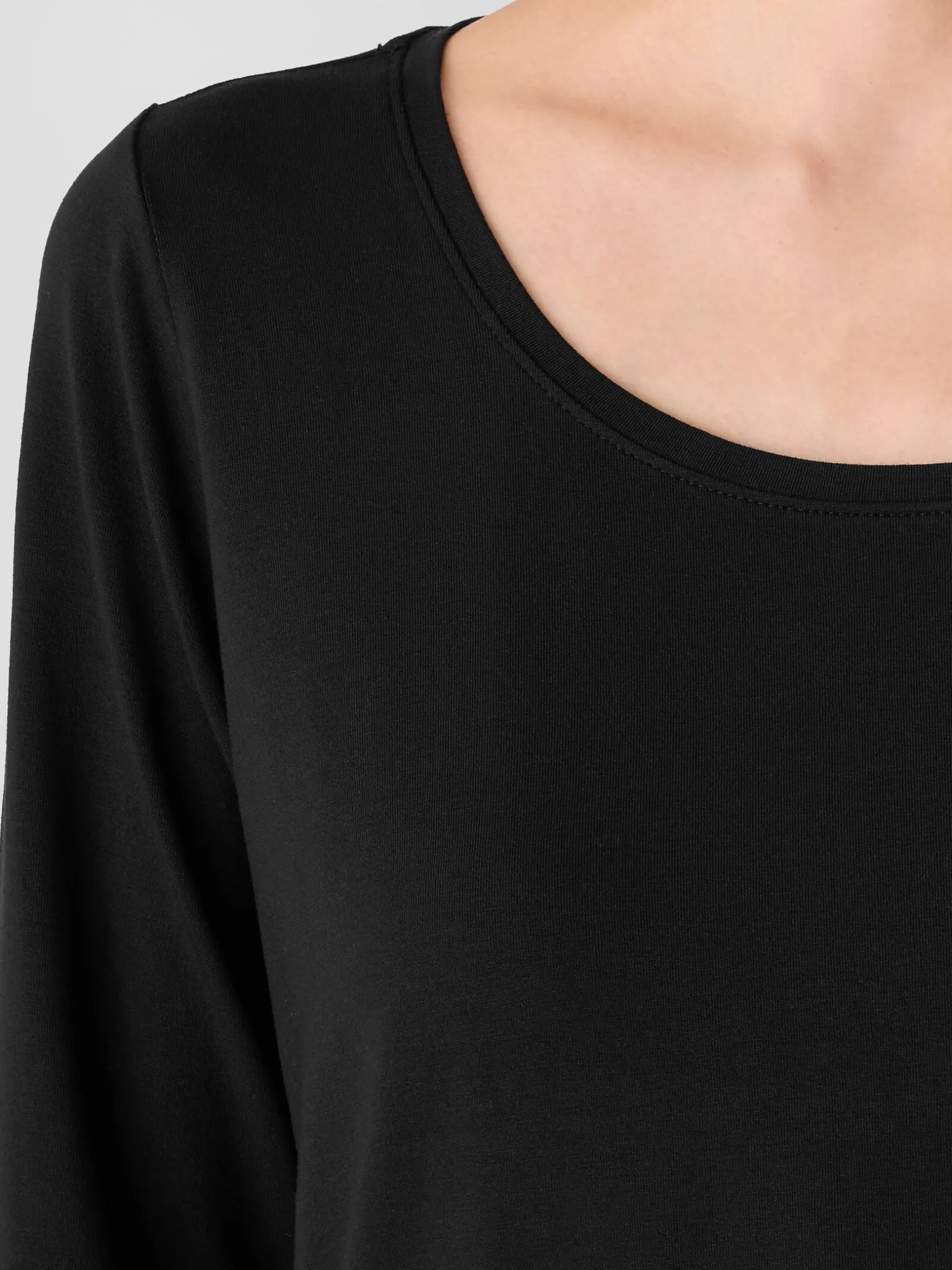 Stretch Jersey Knit Scoop Neck Top