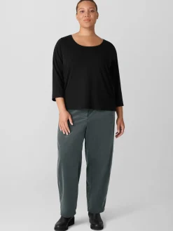 Stretch Jersey Knit Scoop Neck Top