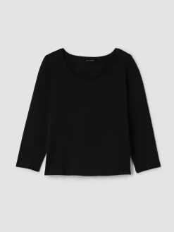 Stretch Jersey Knit Scoop Neck Top