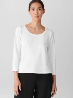 Stretch Jersey Knit Scoop Neck Top