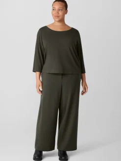 Stretch Jersey Knit Scoop Neck Top