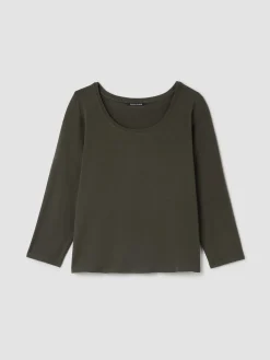 Stretch Jersey Knit Scoop Neck Top
