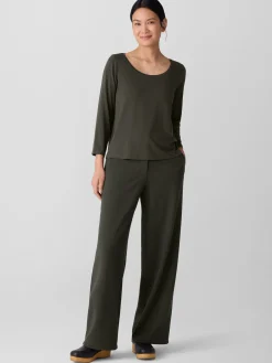 Stretch Jersey Knit Scoop Neck Top